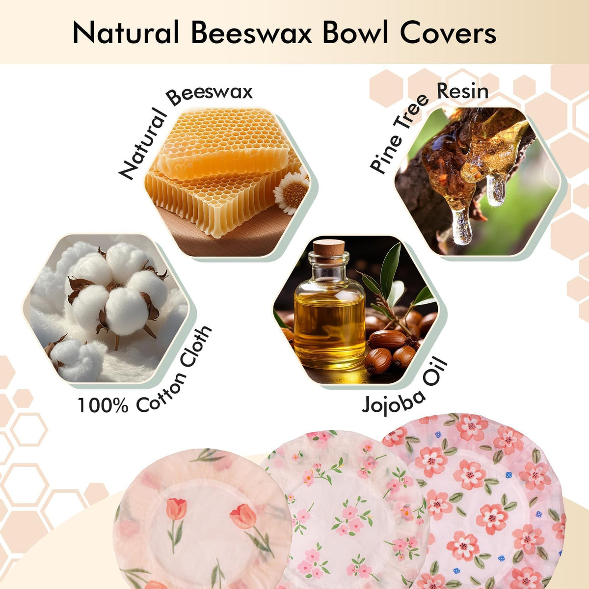 Lyvhoris beeswax bowl cover 6-inch on a mixing bowl illustrating versatile sizing.