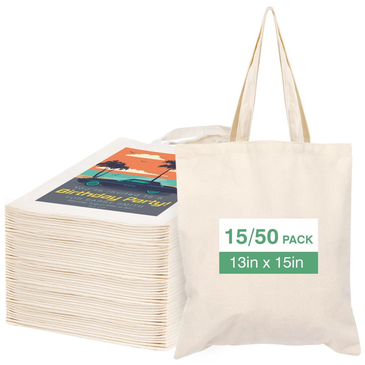 Lzerking canvas tote bag 13x15 inches in a 15-pack for versatile daily use.