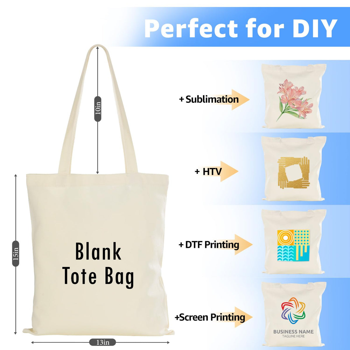 Lzerking sublimation-ready tote demonstrates vibrant prints on 85/15 polyester cotton