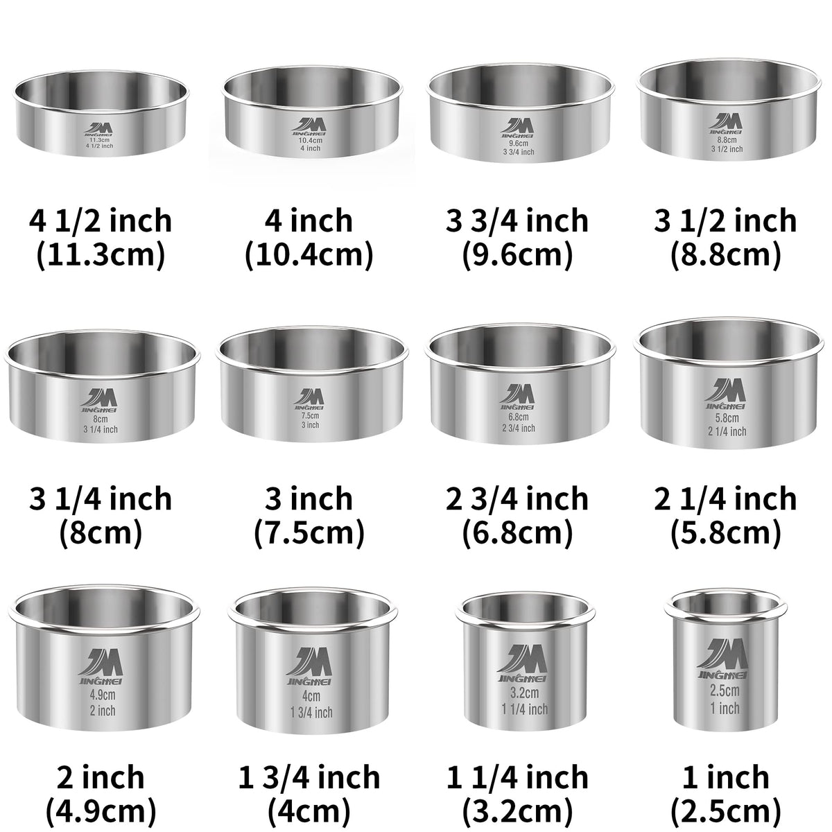 M JINGMEI stainless steel cookie cutters close-up highlighting durability.