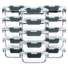 M MCIRCO 15-pack glass meal prep containers with 13 oz capacity for organized portions.