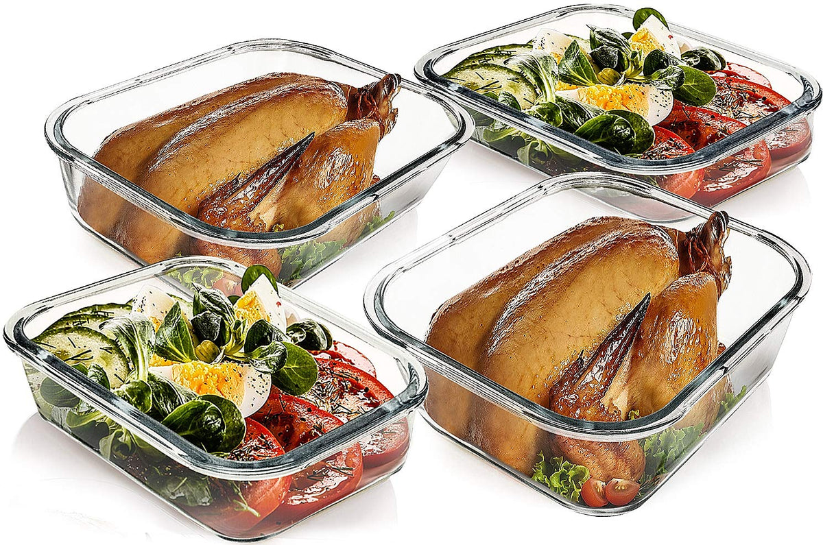M MCIRCO stackable glass containers save space in fridge and cabinet.