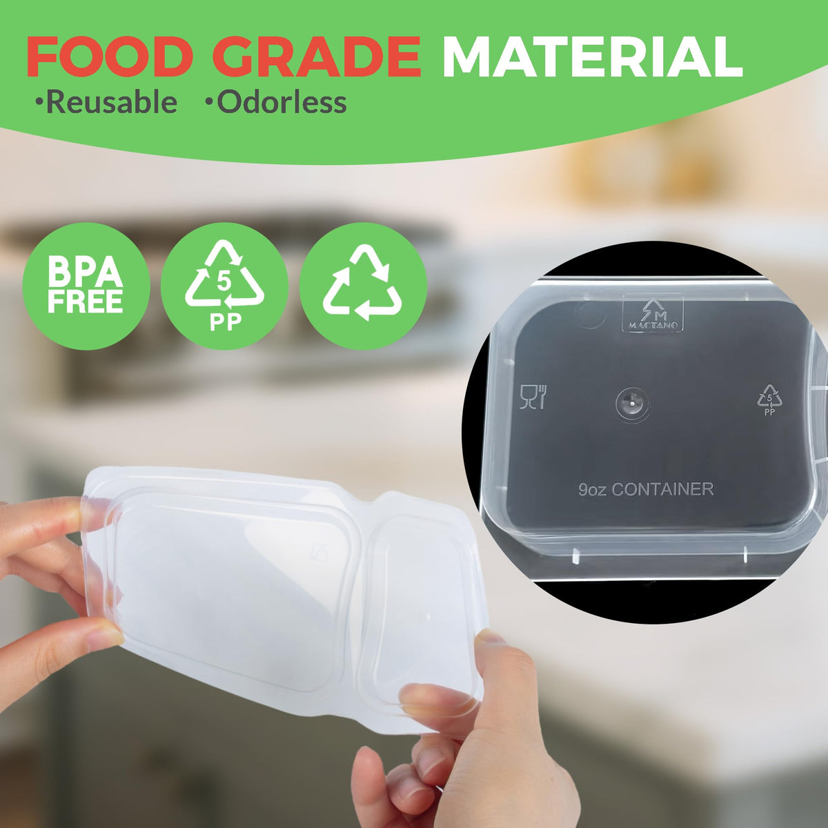 MACTANO BPA-free PP5 material snack container designed for safe daily use.