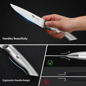 MAD SHARK in-use for peeling and slicing vegetables.