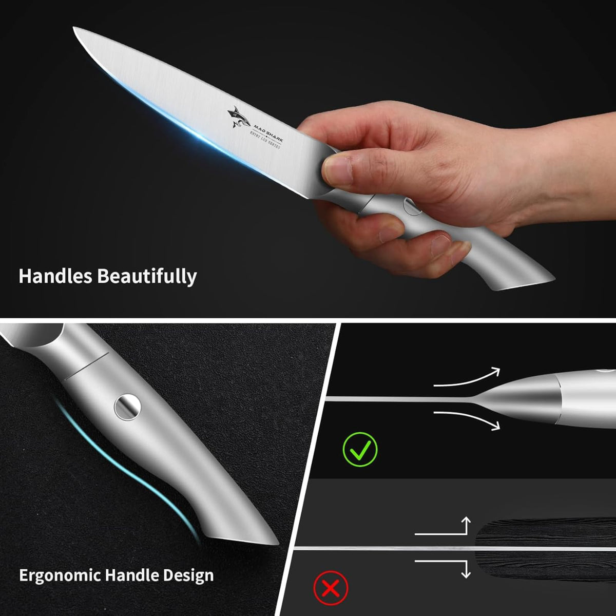 MAD SHARK paring knife dishwasher-safe design for easy cleanup.