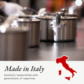 Made In saucier with riveted handle for lasting durability