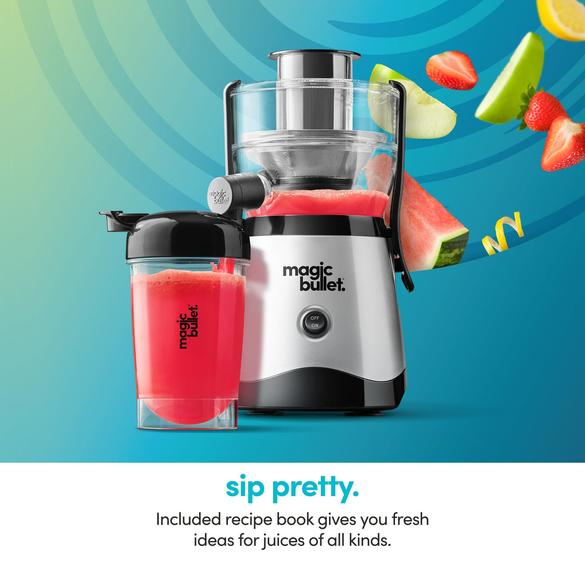 Top-rack dishwasher-safe attachments simplify cleanup after juicing
