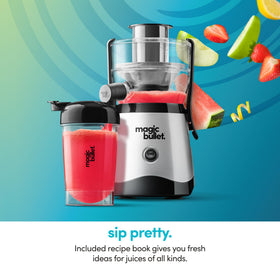 Top-rack dishwasher-safe attachments simplify cleanup after juicing