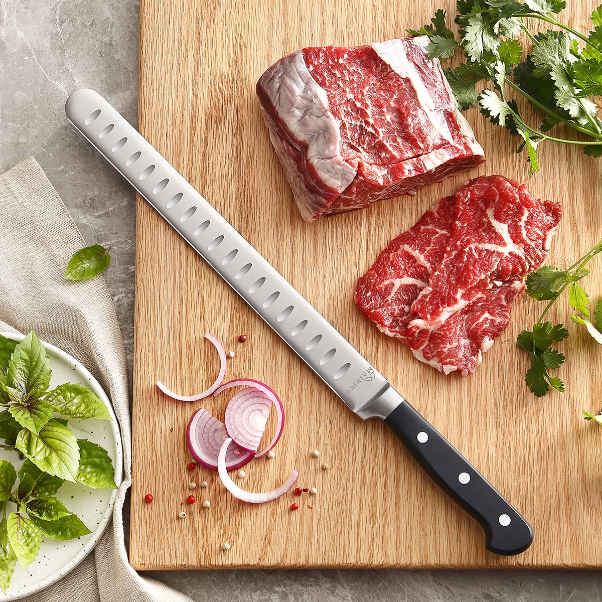 MAIRICO Brisket Slicing Knife premium stainless steel durability for long-lasting performance.