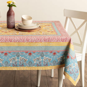 Maison d' Hermine soft ivory watercolor design on cotton tablecloth.