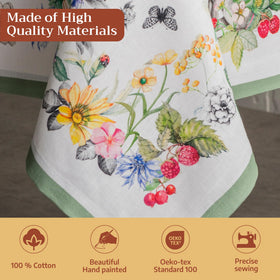 Maison d'Hermine tablecloth features watercolor artwork adding timeless charm to gatherings