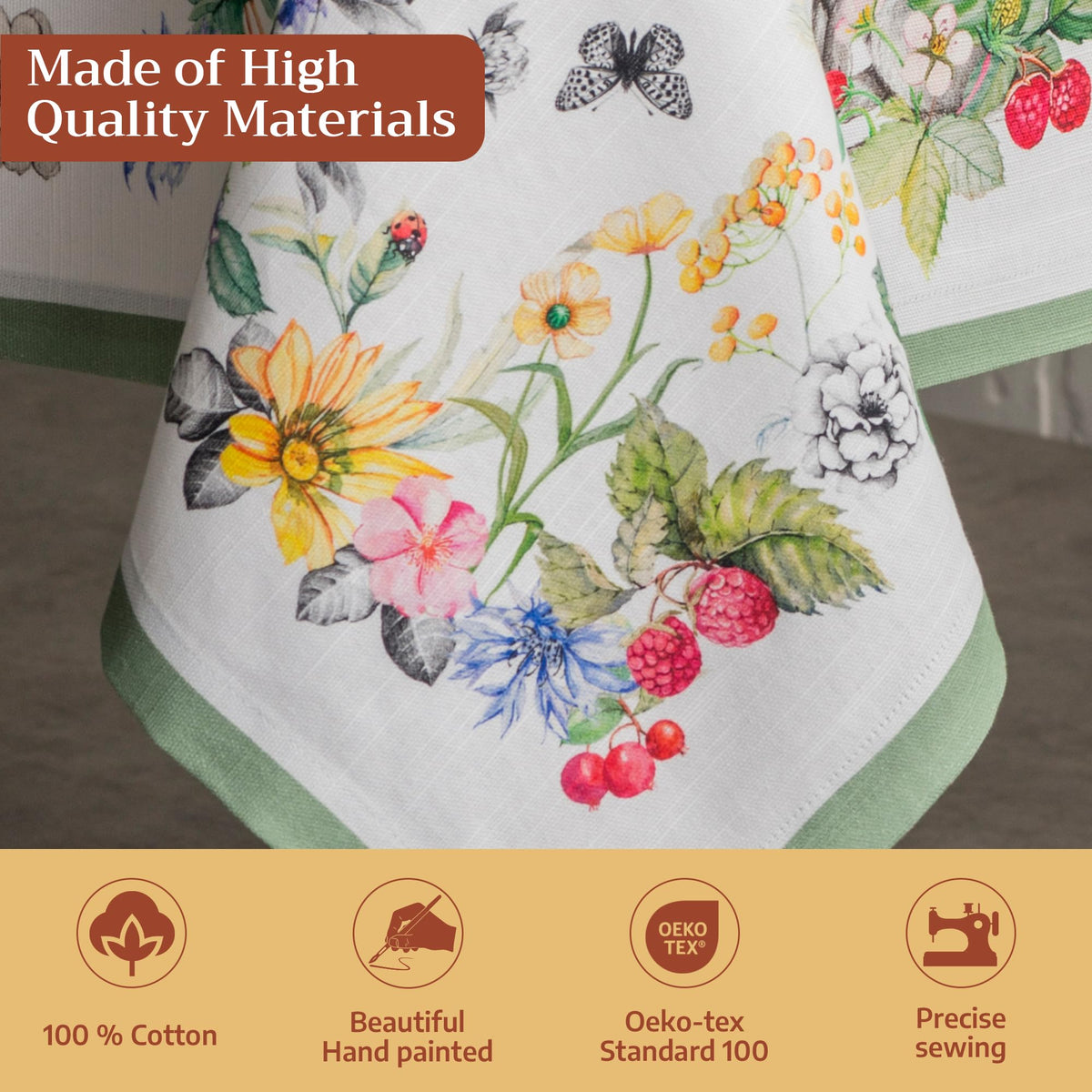 Maison d' Hermine tablecloth watercolor art design adds timeless European charm.