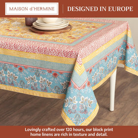 Maison d' Hermine watercolor European motifs on cotton tablecloth for sophisticated tables.