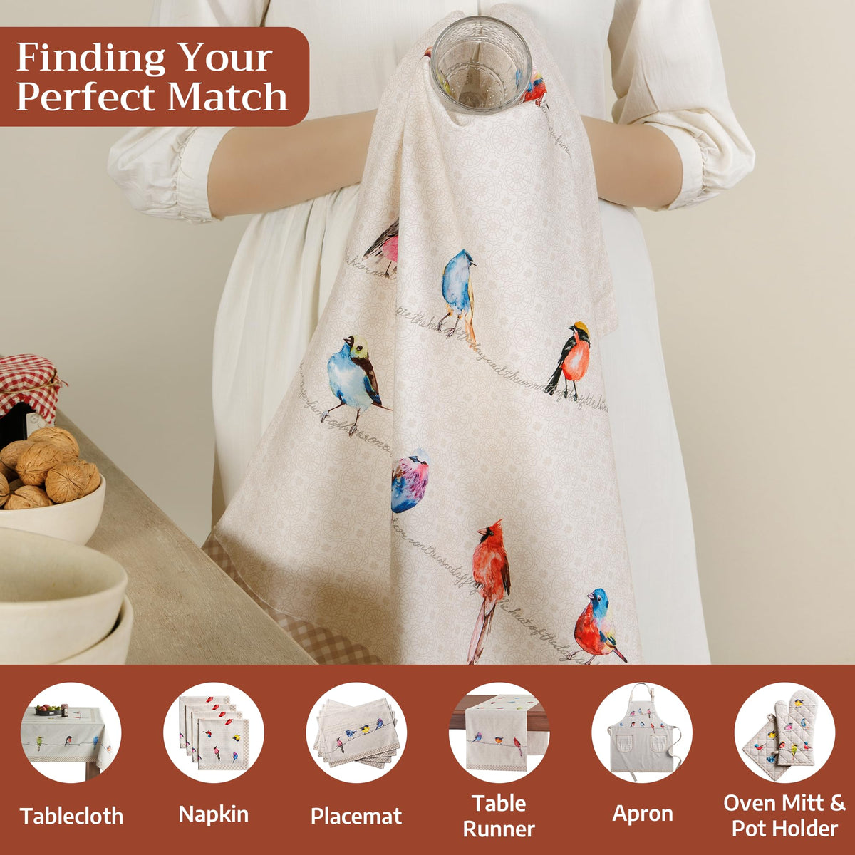 Maison d'Hermine Birdies on Wire towel hanging loop detail.