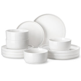 MALACASA Leah dinner plate close-up showing chip-resistant porcelain for daily meals.