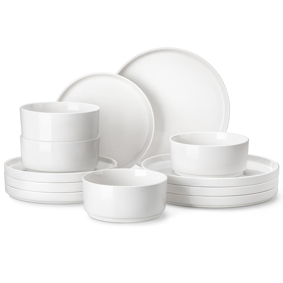 MALACASA Leah dinner plate close-up showing chip-resistant porcelain for daily meals.