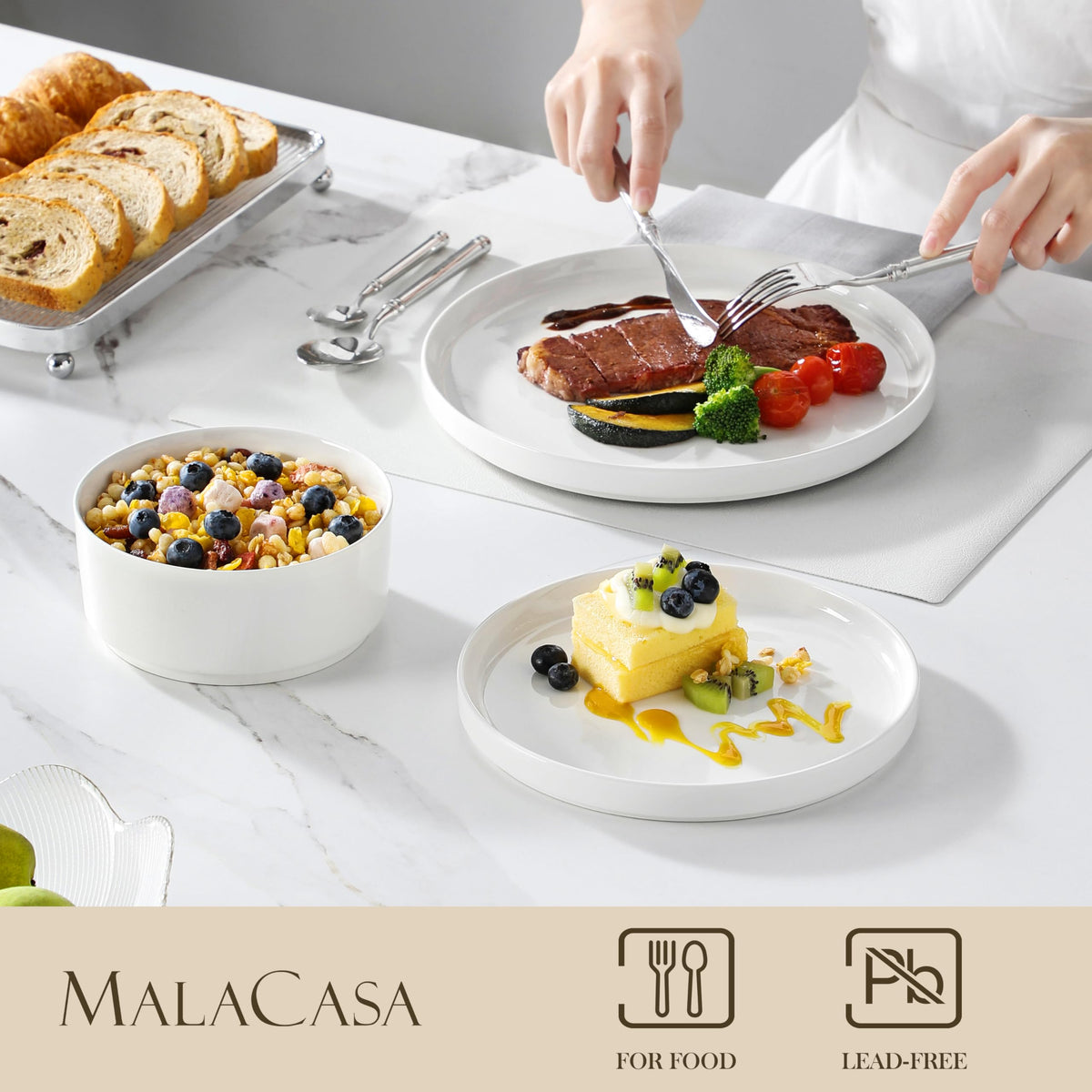 Malacasa Leah salad plate close-up ideal for crisp greens and bright presentation.