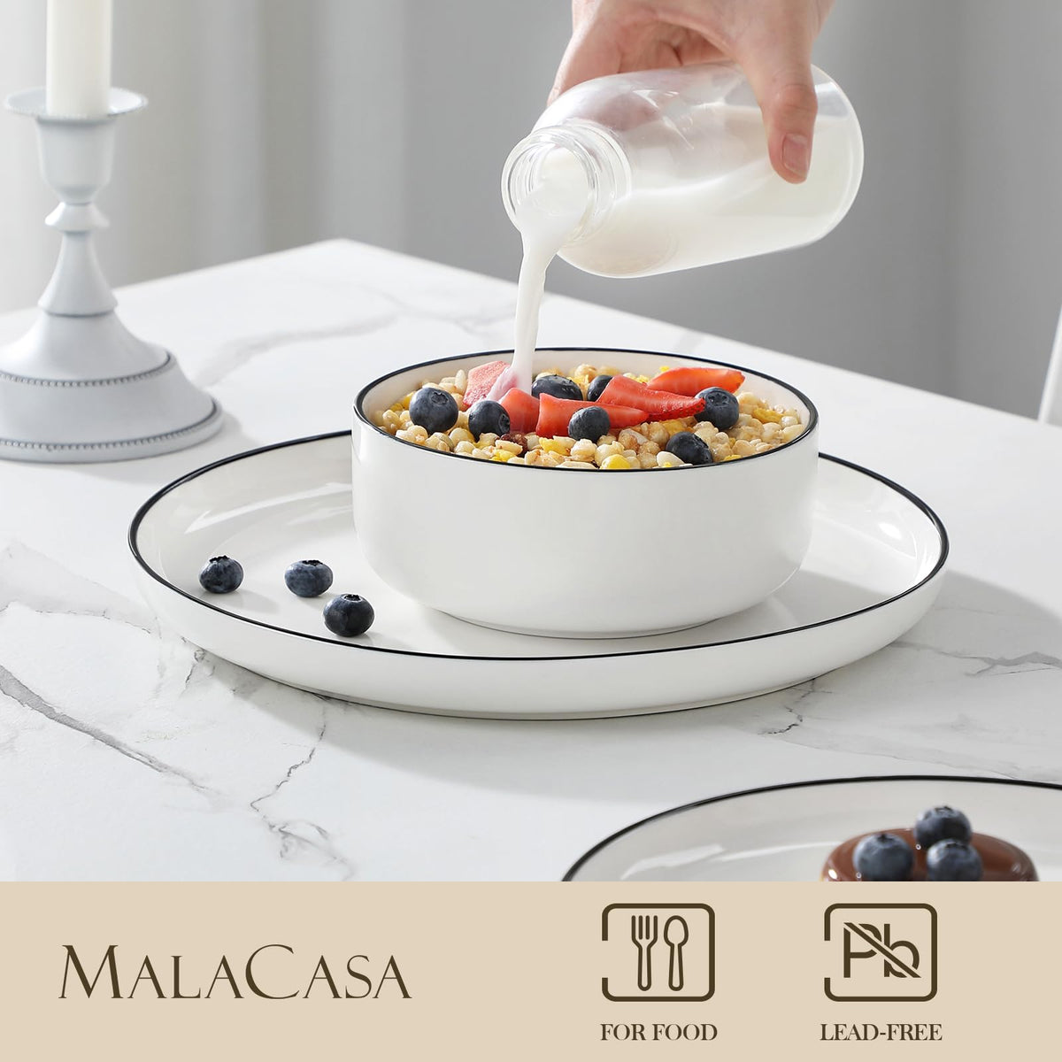 MALACASA LUNA cereal bowls ideal for family breakfasts and snacks.