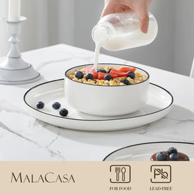 MALACASA LUNA cereal bowls ideal for family breakfasts and snacks.