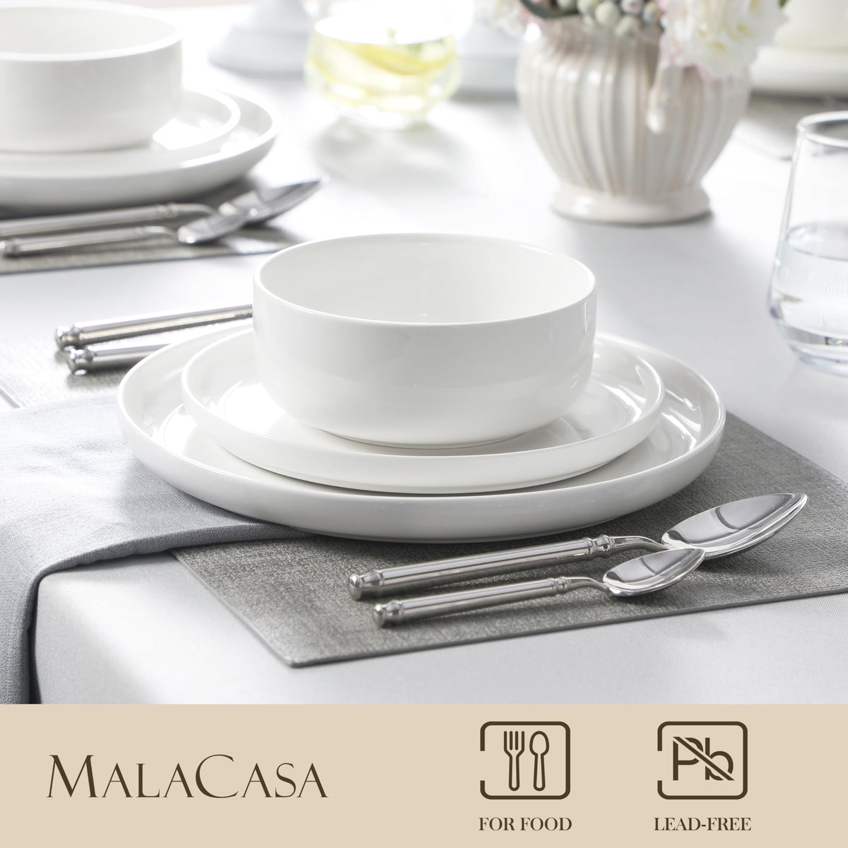 MALACASA LUNA cereal bowls with 26 oz capacity for morning meals