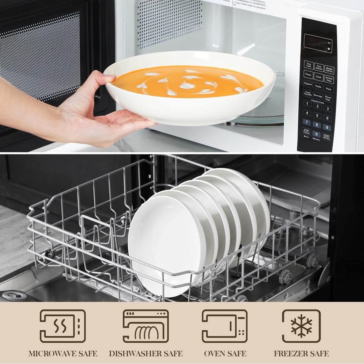 MALACASA Regular pasta bowls stackable for space-saving kitchen storage