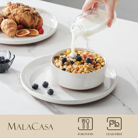 MALACASA TARA 26 oz cereal bowl, sturdy stoneware for breakfast and soups.