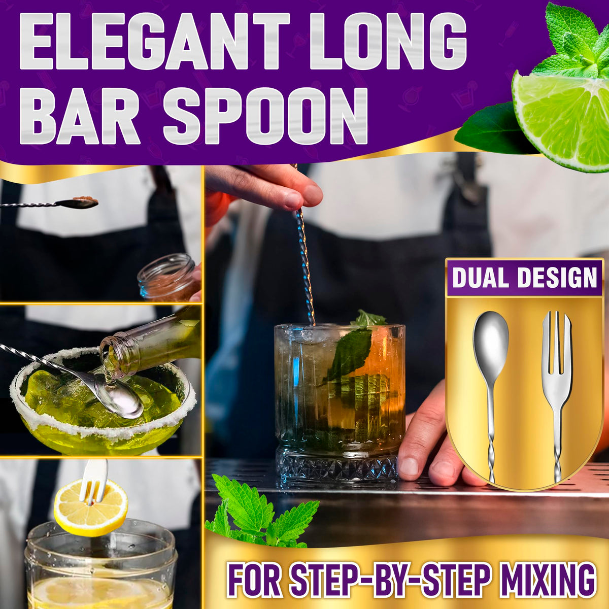 MALLONY muddler set ideal for mojitos and herb-infused drinks