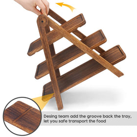 Manspdier Wood 3-Tier Serving Tray ladder design emphasizes stable, collapsible configuration.