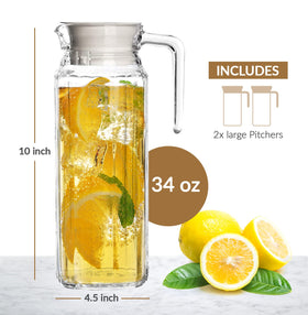 34oz juice pitcher with spout for mess-free pouring by Marbelous.