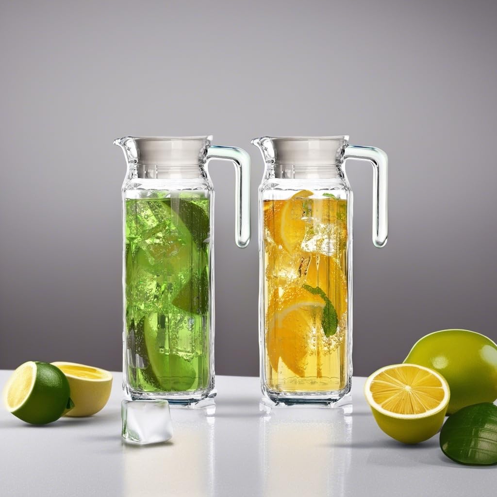 Dishwasher-safe Marbelous glass pitcher for quick cleanup.