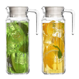 Marbelous glass pitcher with lid set of 2 for elegant serving and easy pouring.