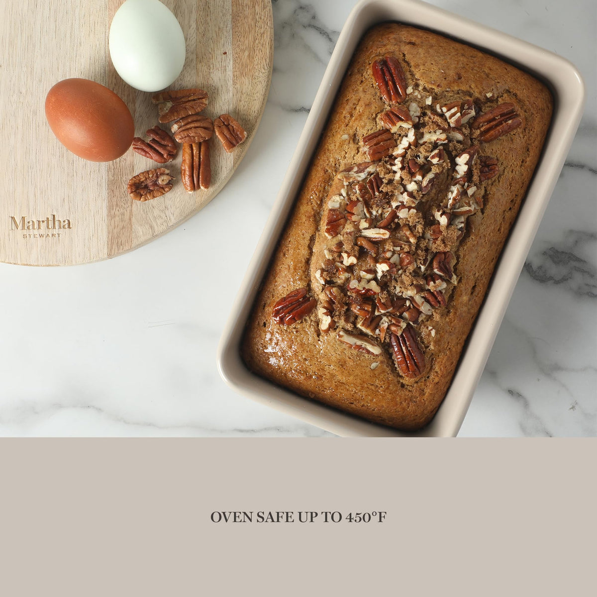 Martha Stewart Gallen loaf pan delivers even crumb and clean removal.