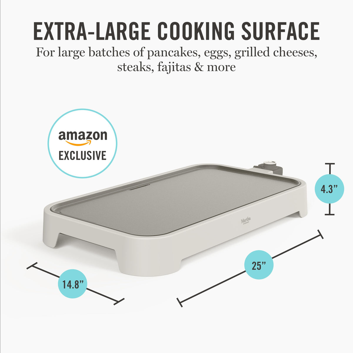 Martha Stewart griddle PFAS-free ceramic nonstick for easy release.