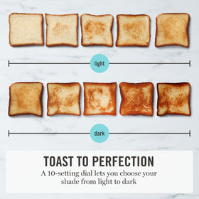 Martha Stewart toaster self-centering feature ensures even browning from edge to edge.