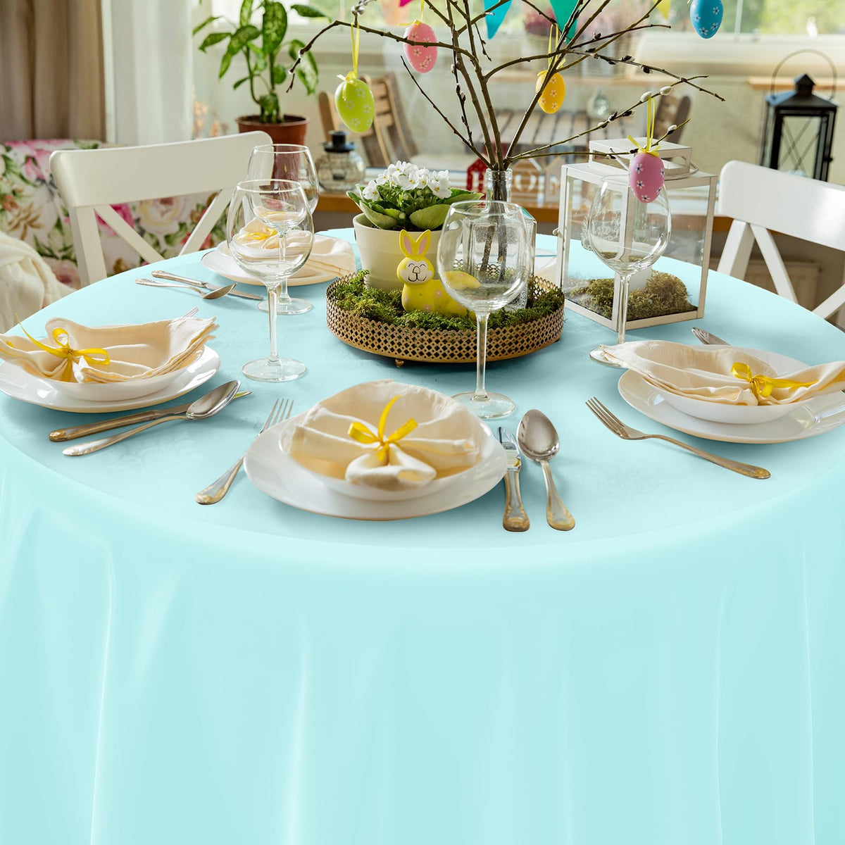 MASHAN pastel round tablecloth light green for fresh dessert displays