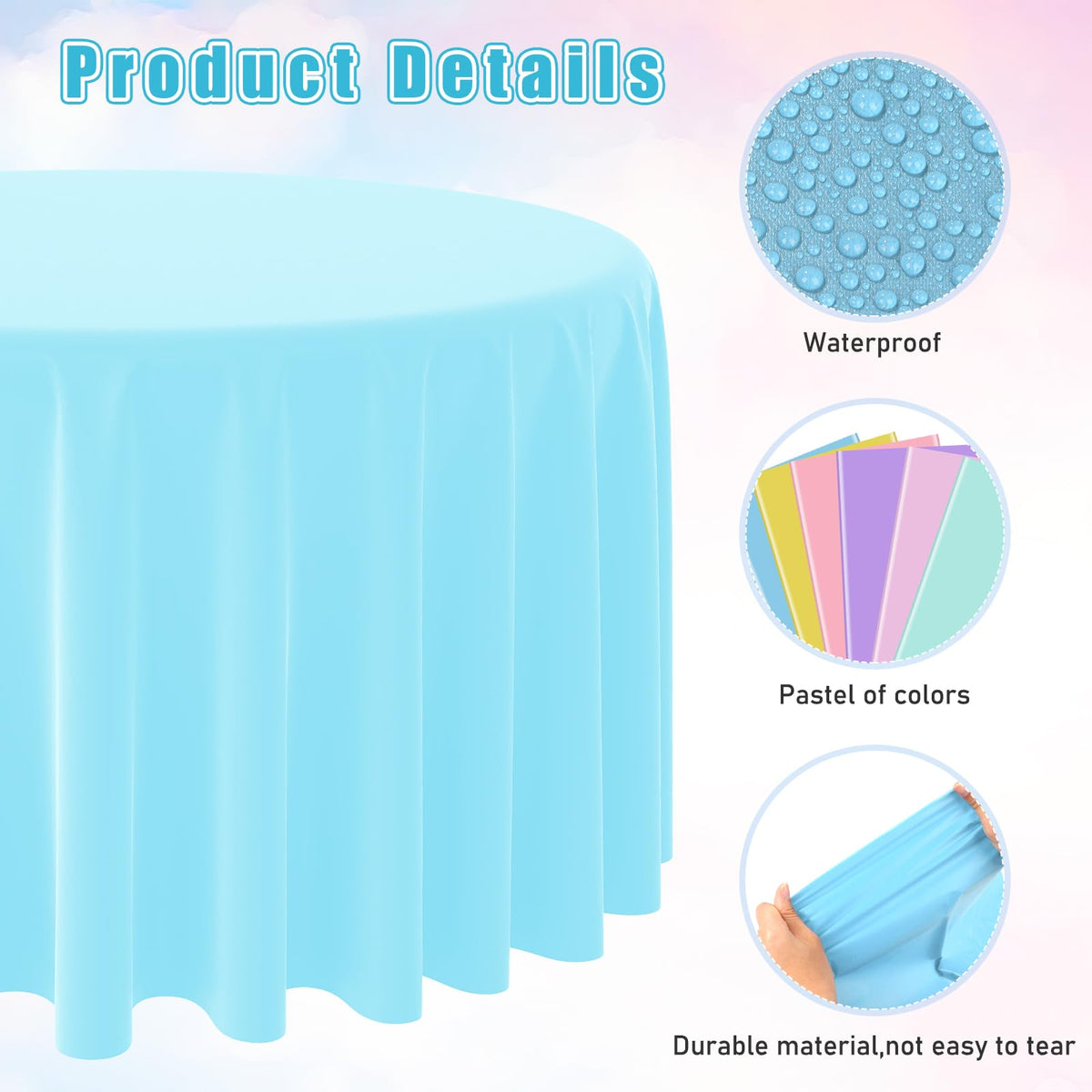 MASHAN pastel round tablecloth light purple adding elegance to an event