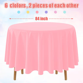 MASHAN pastel tablecloth round 84in light-blue, ideal to brighten baby showers and birthday tables.