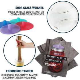 Masontops acacia tamper helps pack veggies for even brining.