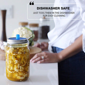 Masontops Pickle Pipes BPA-free silicone keeps foods safe during fermentation.