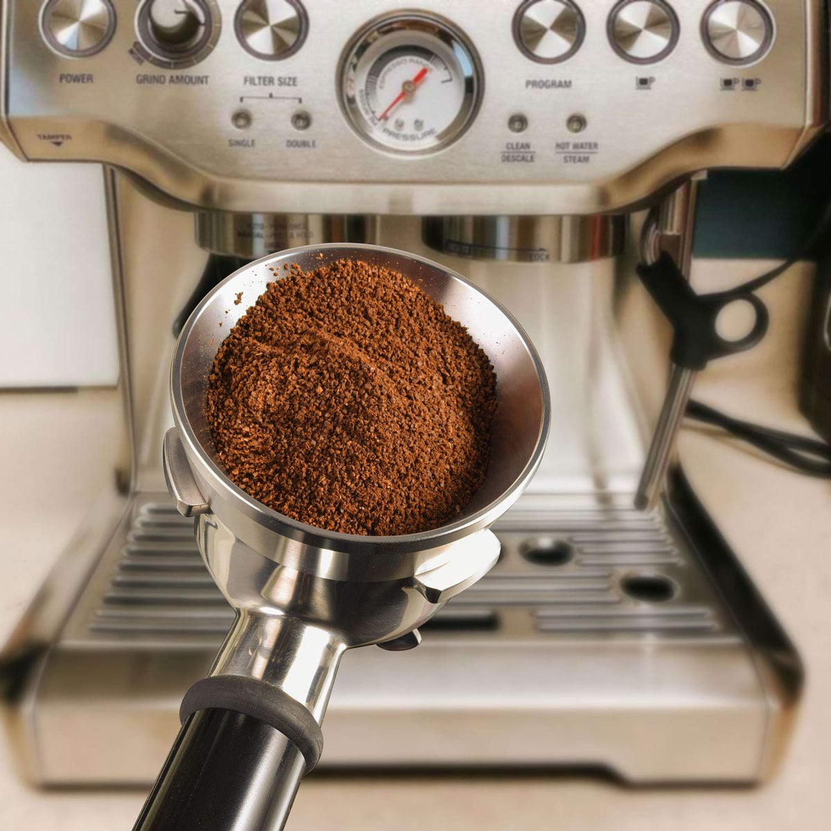 MATOW 54mm portafilter fit demonstrated on Breville models.