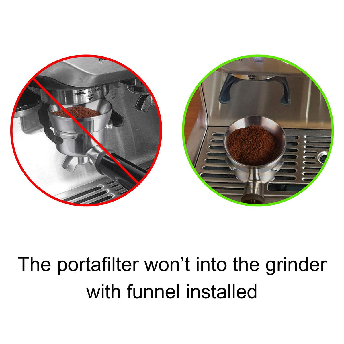 MATOW dosing ring keeps the counter clean during espresso prep.