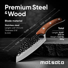 Matsato beech wood handle offers comfortable grip.