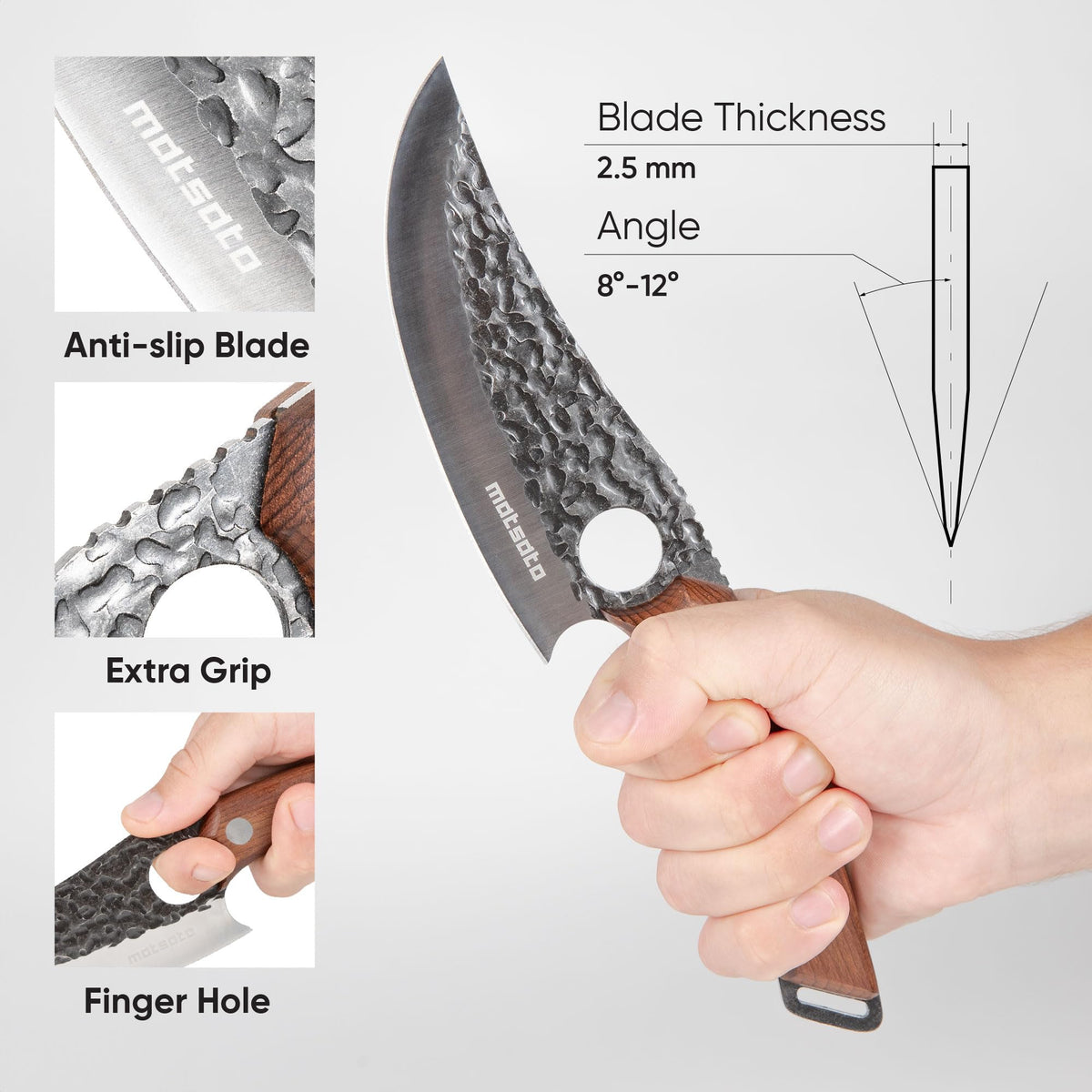 Balanced blade offers precise control for delicate tasks and chopping