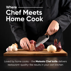 Matsato chef knife in a stylish, organized kitchen setting.