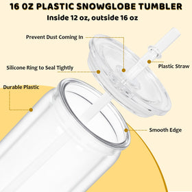 Maucircol snowglobe tumbler with clear double-wall acrylic for insulation and visibility