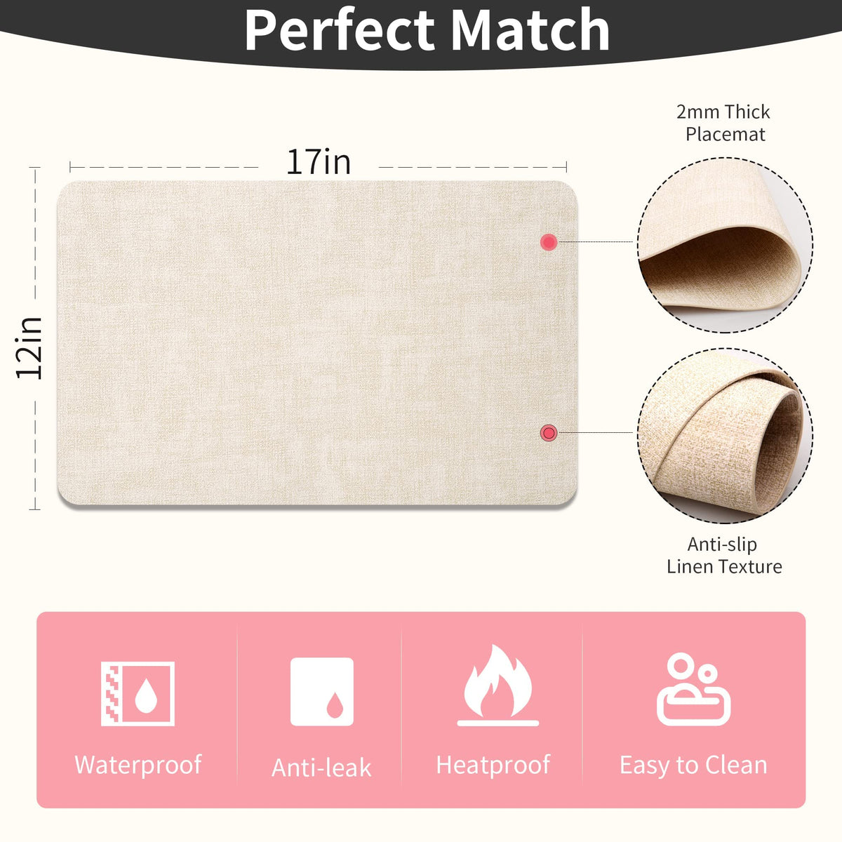 Maxpearl placemats beige reversible option doubles dining versatility