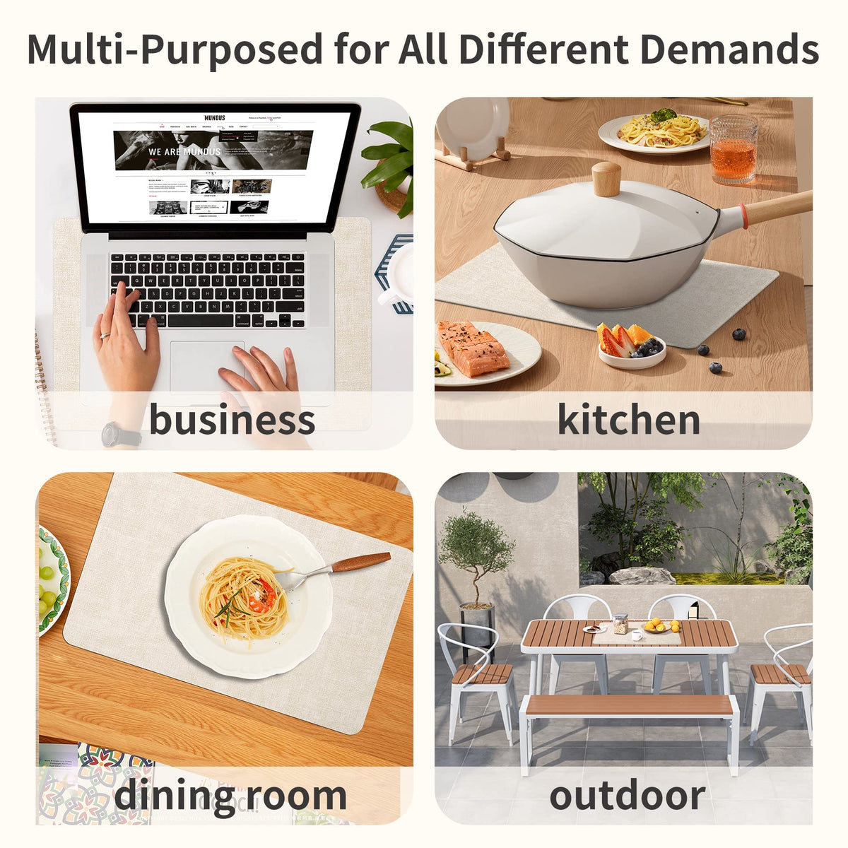 Maxpearl placemats beige stackable design for easy storage
