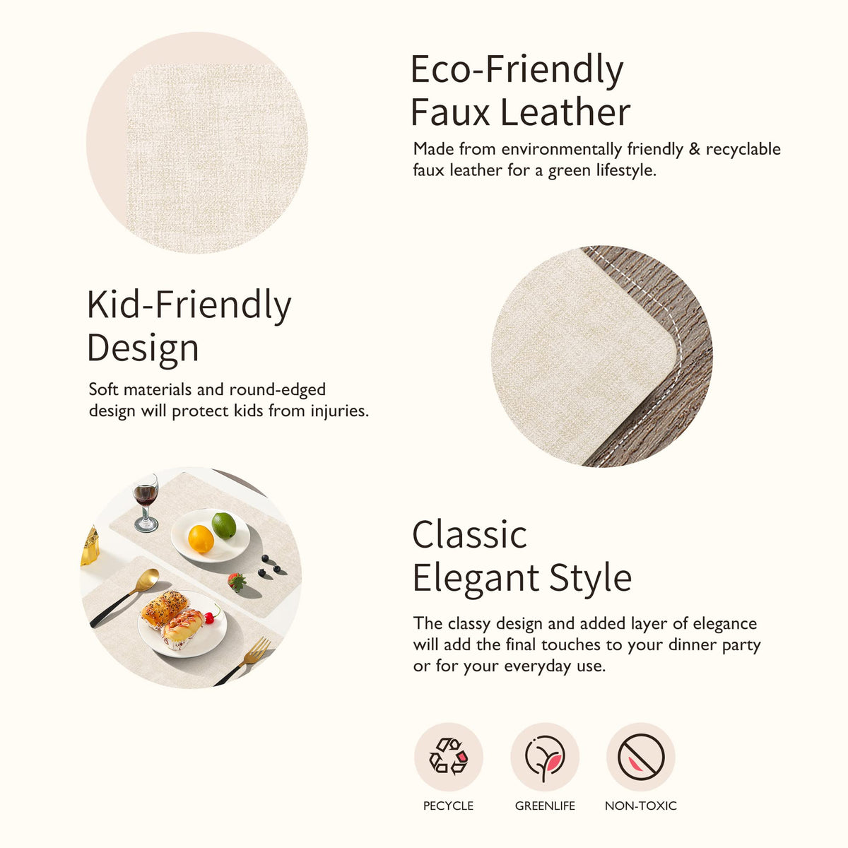 Maxpearl heat resistant placemats shield tables up to 212°F during meals.