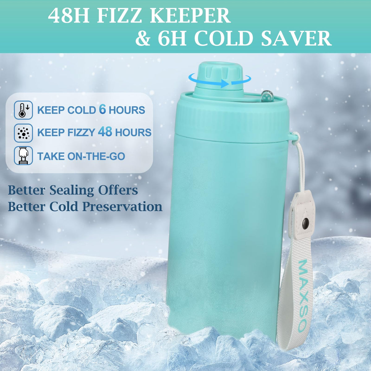 Double-wall vacuum insulation keeps MAXSO beverages cold
