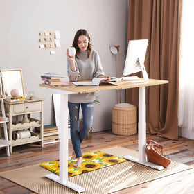 MAYHMYO Sunflower kitchen mat in office setting shows versatile decor and support.